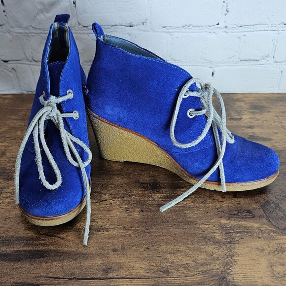 Sperry Harlow Suede Wedge Bootie, Blue, Women's 6.5 - Picture 1 of 7
